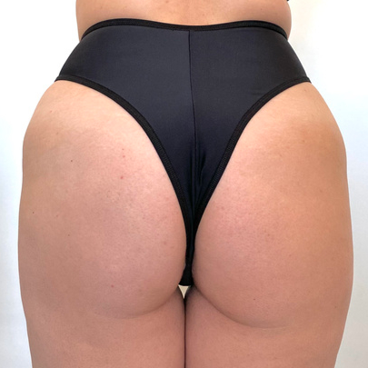 High Waist Cotton Thong Black