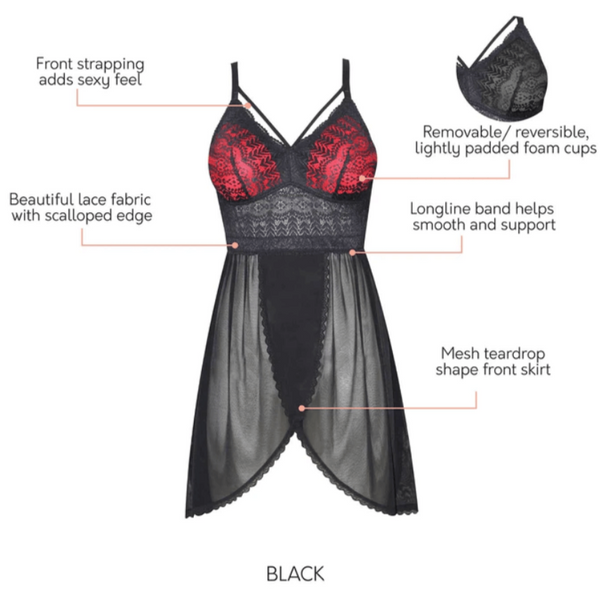 Mia Chemise PS5959 Black/Red