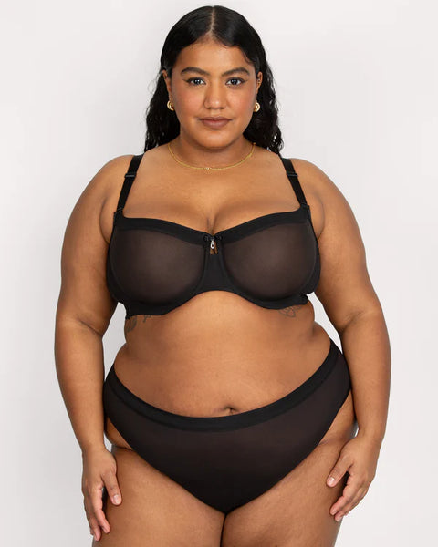 Sheer Mesh High Cut Brief 1313 Black