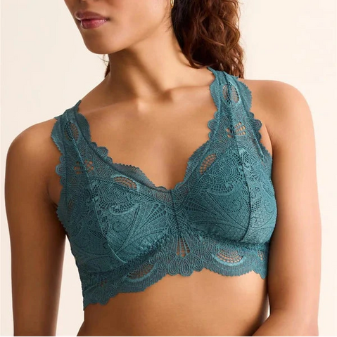 Belle Epoque Full Lace T-Back Bralette 612F Evergreen