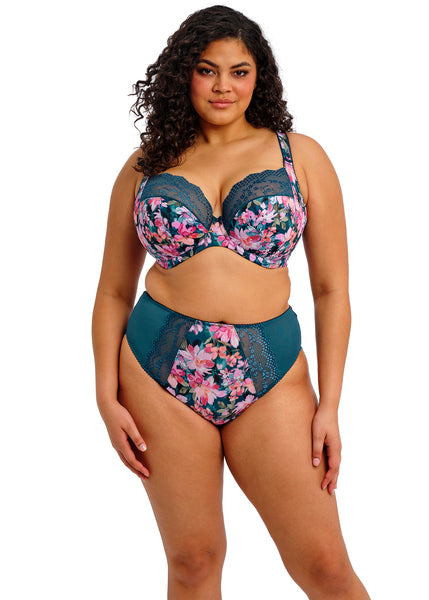 Lucie High Leg Brief EL4498 Teal Floral