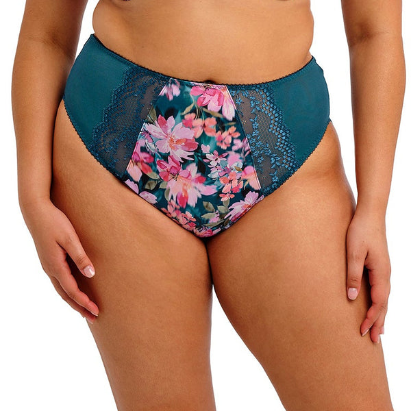 Lucie High Leg Brief EL4498 Teal Floral