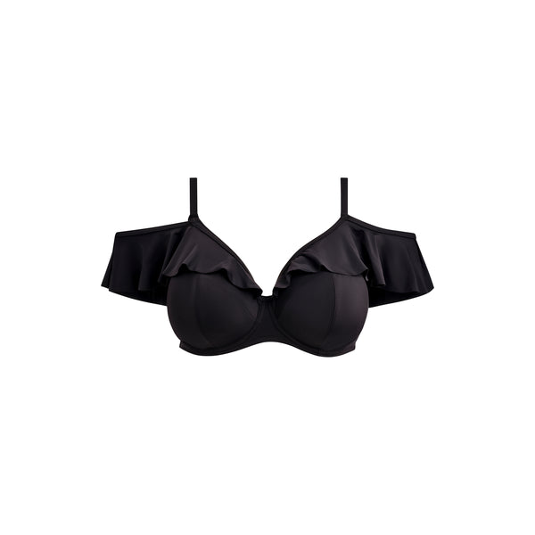 Plain Sailing Plunge Frill Bikini Top ES7282 Black