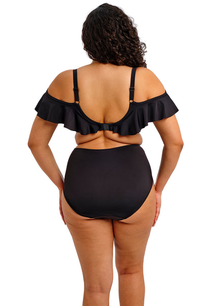 Plain Sailing Plunge Frill Bikini Top ES7282 Black