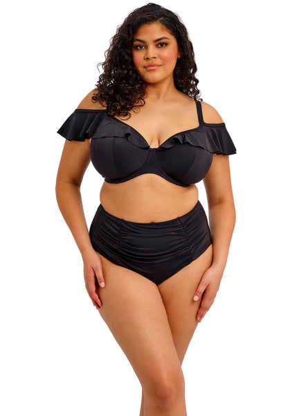 Plain Sailing Plunge Frill Bikini Top ES7282 Black