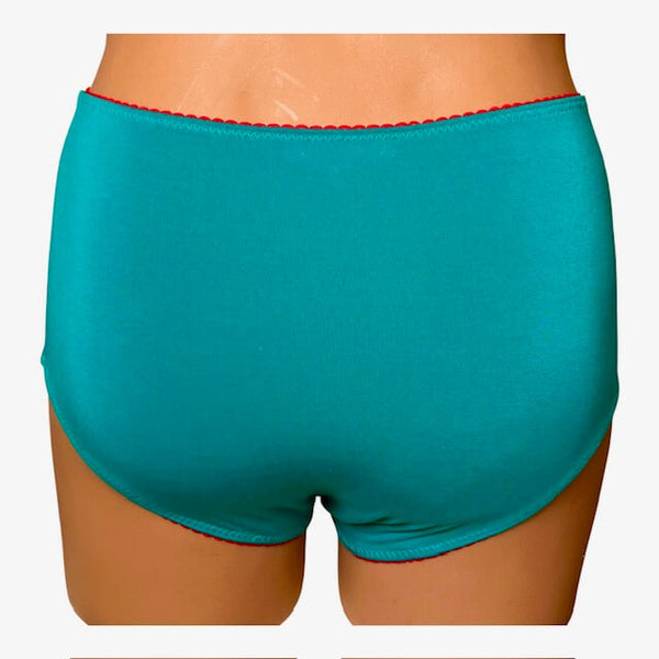 Valentina High Brief Teal/Red
