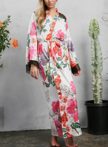 Maxi Robe 17015 Embroidered Floral Print