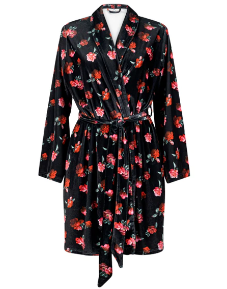 Velvet Short Robe 17019 Roses – shopbroadlingerie