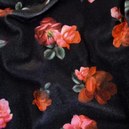Velvet Short Robe 17019 Roses