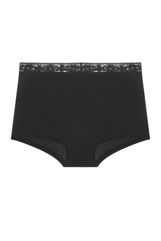 Whisper Lace Cotton Modal High Rise Boyshorts Black