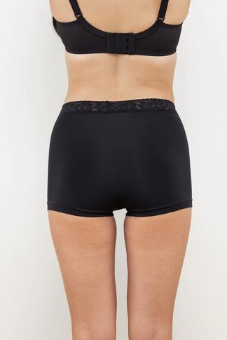 Whisper Lace Cotton Modal High Rise Boyshorts Black