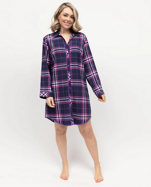 Edie Check Nightshirt C-0467 Navy
