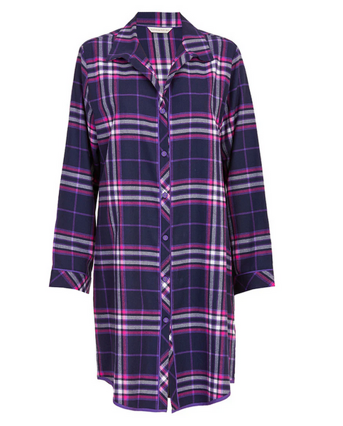 Edie Check Nightshirt C-0467 Navy