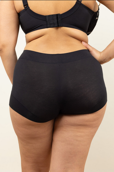Pima Cotton Mid-Rise Boyshort Black