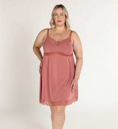 Soft Bliss Bust Support Lace Chemise Dark Rose