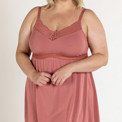 Soft Bliss Bust Support Lace Chemise Dark Rose