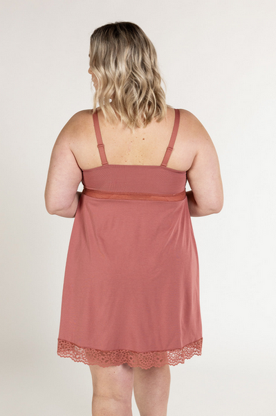Soft Bliss Bust Support Lace Chemise Dark Rose