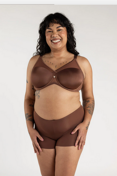 Peek-Proof Contour Plunge Bra Mocha